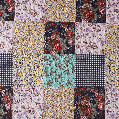 SunStyle Home Patchwork Quilt King Size, Soft Durable Quilted Bedspread Lightweight Comforter Reversible Boho Printed Bed Coverlet Blanket King Quilt Bedding Set with Pillow Shams for All Season 3Pcs
