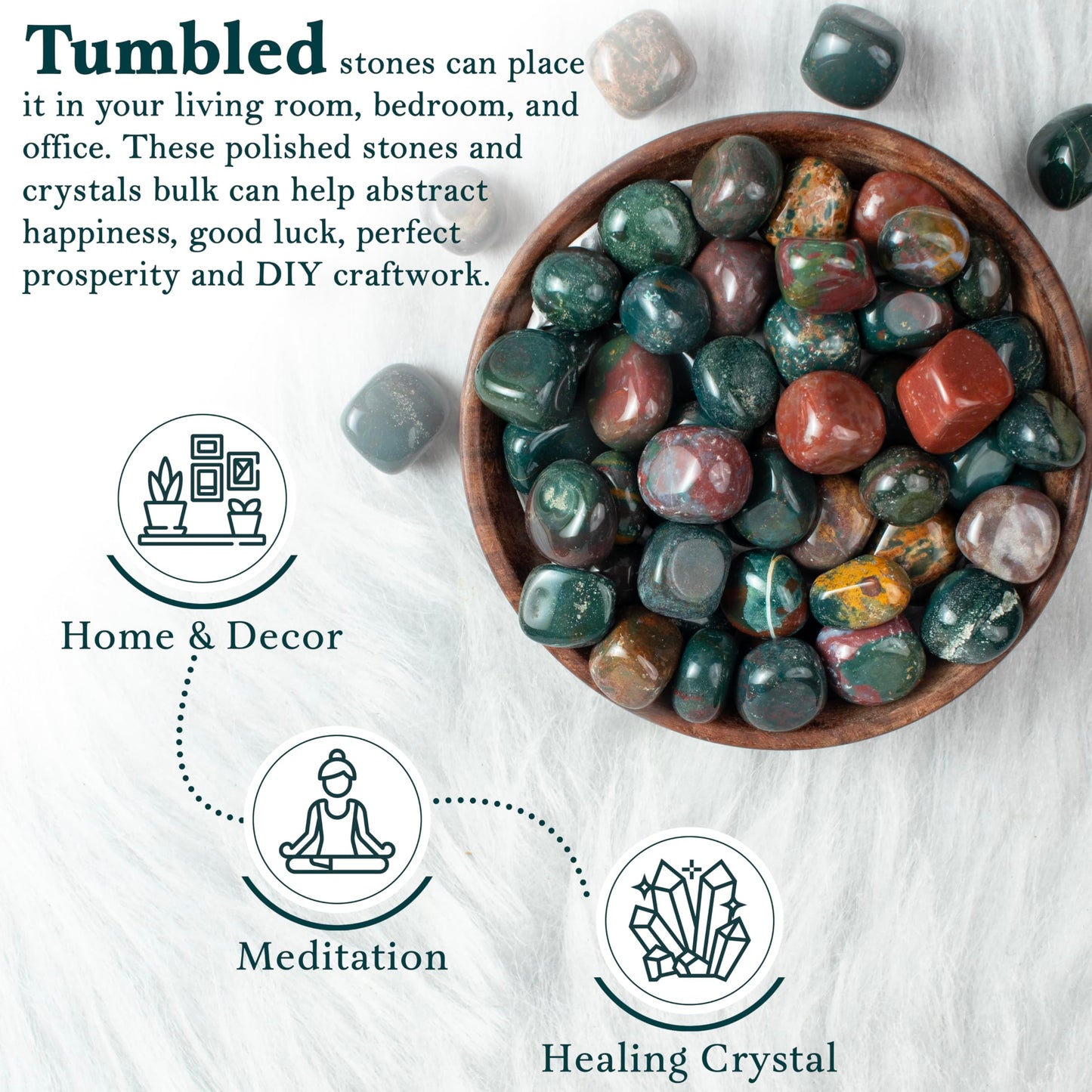 BEZAVO Bloodstone Healing Crystals Stones Set Tumbled Stones and Crystals Bulk for Healing, Reiki, Meditation, Witchcraft Crystals Gemstone for and Spiritual Home Decor 20-25 mm, 1LB