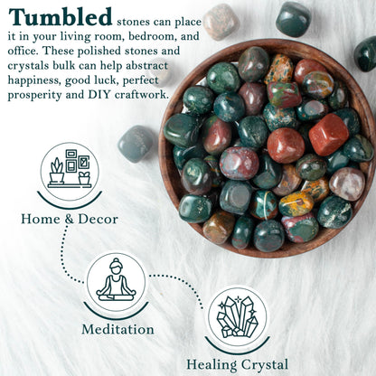 BEZAVO Bloodstone Healing Crystals Stones Set Tumbled Stones and Crystals Bulk for Healing, Reiki, Meditation, Witchcraft Crystals Gemstone for and Spiritual Home Decor 20-25 mm, 1LB