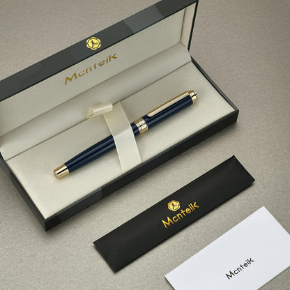 MCNTEIK 317 Rollerball - Stunning Luxury Blue Lacquer Pen with 24K Gold Finish, Schmidt Black Ink Refill, Fancy Gift Set for Men & Women, Professional, Graduation Executive Office, Nice Classic Pens