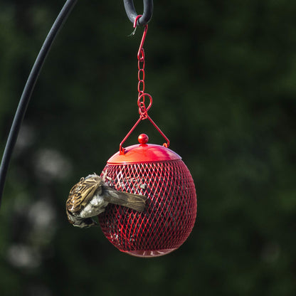 Backyard Expressions 3-Pack Metal Mesh Bird Feeders for Outdoors – Red, Blue & Yellow Squirrel-Resistant Hanging Feeders for Cardinals, Finches & Songbirds – Durable All-Weather Design
