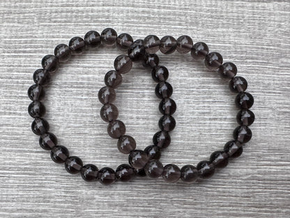 GAF TREASURES Smoky Obsidian Crystal Bead Bracelet 8mm, Genuine Smoky Obsidian Stretch Gemstone Bracelet, Healing Crystal Bracelet, Gift for Men & Women (1)