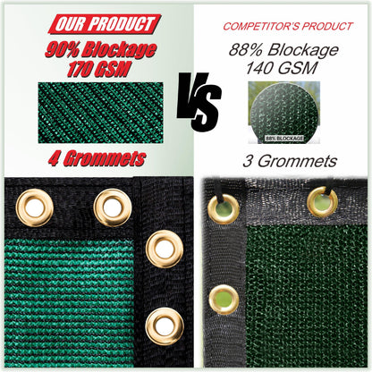 ColourTree 4' x 50' Green Fence Privacy Screen Windscreen Cover Fabric Shade Tarp Netting Mesh Cloth - Commercial Grade 170 GSM - Cable Zip Ties Included - We Make Custom Size