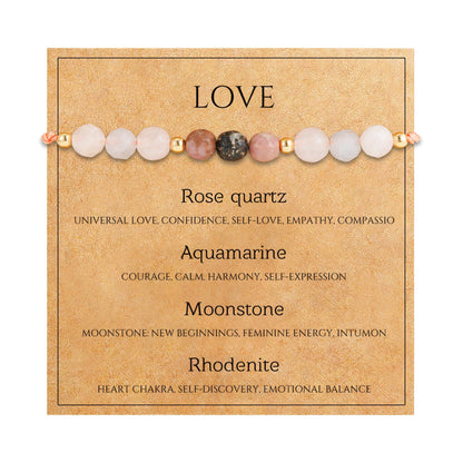 Fezodo Self Love Bracelet Gifts for Women Men, Inspirational Crystal Healing Stones Bracelets Healing Spiritual Crystal Gemstone Gift for Friends Women Men