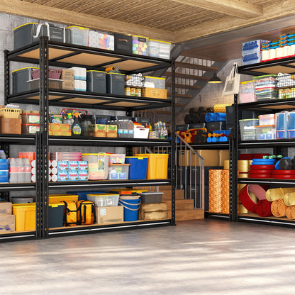 REIBII 48" W Garage Shelving 3080LBS Storage Shelves 5 Tier Industrial Shelving Adjustable Metal Storage Shelves for Garage, Basement, Warehouse, Commercial, Easy Assemble, 48" W x 72" H x 24" D