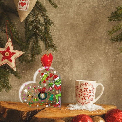 Christmas Heart-Shaped Acrylic Table Decor, Indoor Holiday Decorations for Office, Desk, Mantle, Shelf - Holiday Indoor Home Decor