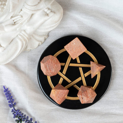 Crocon Chocolate Jasper 5Pcs Platonic Solids Crystal Geometry Set, Platonic Solids Sacred Geometric Stones for Meditation Reiki Balancing Healing Chakra Stone Cleansing Spiritual Good Luck (1520 mm)