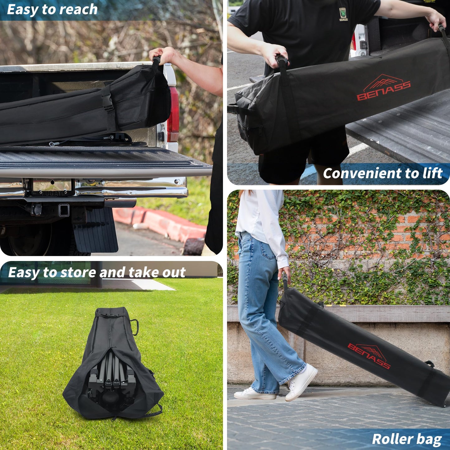 10x10 Pop Up Canopy with Sidewalls, Easy Up Canopy Tent, Heavy Duty Tents for Parties, One Person Set Up Event Tent, Black