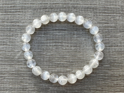 GAF TREASURES Selenite Crystal Bead Bracelet 8mm, Genuine Selenite Stretch Gemstone Bracelet, Healing Crystal Bracelet, Gift for Men & Women (1)