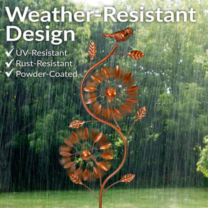 Sunnydaze Twirling Twigs Large Wind Spinners Outdoor for Garden - Spinner Yard Art with 2-Point Step-in Stake - 48" H