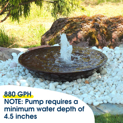 NFESOLAR Submersible Water Pump 880GPH, 60W Ultra Quiet Fountain Pump with Dry Burning Protection 9ft High Lift for Fish Pond, Fountains, Waterfall, Hydroponics, Aquariums KF206