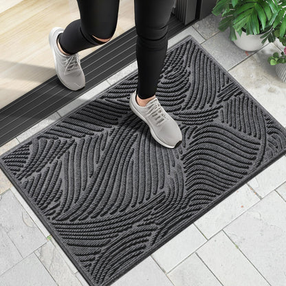 Yimobra Doormat Outdoor Entrance, Simple Stripes All-Weather Waterproof & Non-Slip Mat for Front Door, Heavy Duty Welcome Mat for Indoor, Garage, Patio-29.5x17, Dark Grey