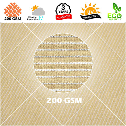 Royal Shade 10' x 10' x 14' Beige Triangle Sun Shade Sail Canopy Outdoor Patio Fabric Screen Awning RSTAPRT10 - UPF50+ 95% UV Blockage, Heavy Duty, Water & Air Permeable (We Make Custom Size)