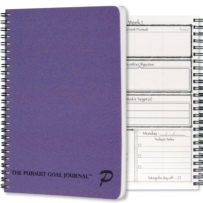 Pursuit Goal Journal - 6 Month Undated Productivity Planner for Goal Setting - Daily Planner, Weekly Planner, Monthly Planner, Notebook, 6x8.5inch (Purple)