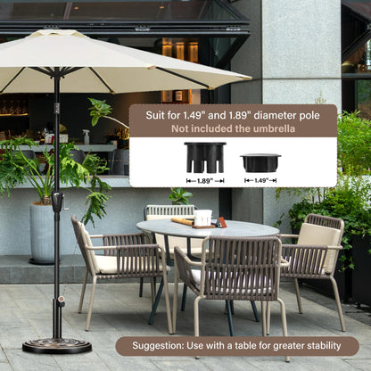 HealSmart 24.2 lbs Heavy Duty Umbrella Base 17.72" Round Patio Umbrellas-Stand for Outdoor, Lawn and Garden, Bronze