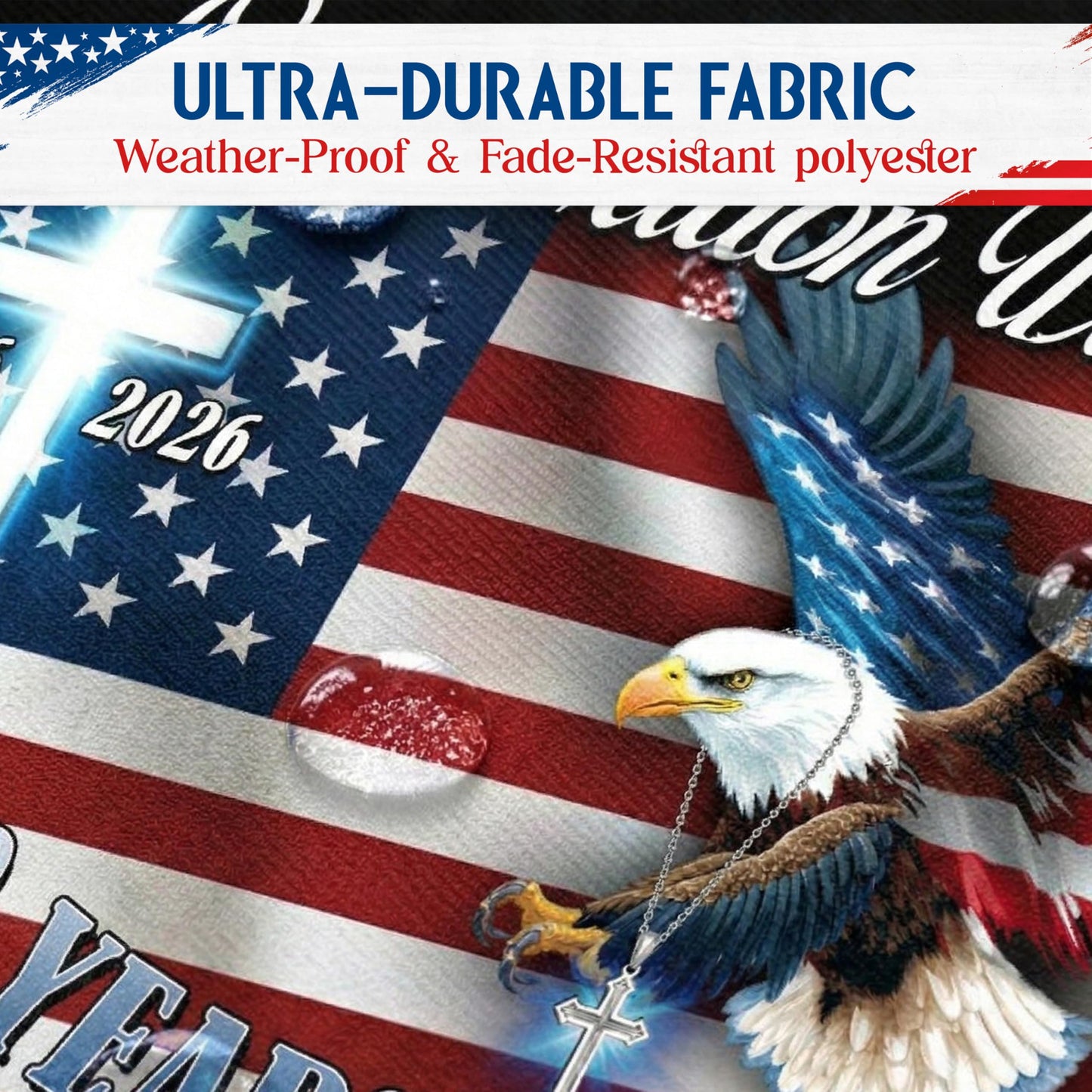 FLAGWIX American 250 Years Anniversary Fan Flag - Polyester Double-sided One Nation Under God Flags For Outside Bunting Flag, 1.5x3 ft - 4th of July Decorations for Home Yard Garden Decor Banner