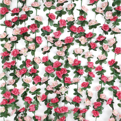 BLEUM CADE 2Pcs 16.4Ft Flower Garland Artificial Rose Vines for Bedroom, Cute Fake Hanging Flower Vines Floral Garland Decorations for Wedding Party Wall Room Decor Aesthetic