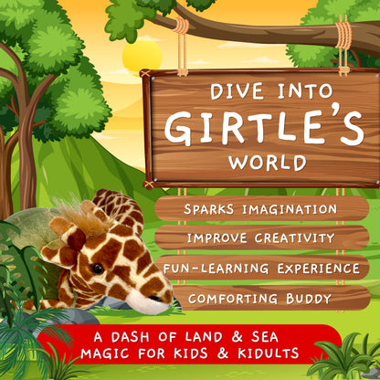 Randimals Plush Toy Stuffed Animal Mix - Giraffe & Turtle Hybrid Stuffed Animals for Girls & Boys - Huggable & Soft Animal Characters Cute Plushies - Unique Toys for Discovery & Adventure