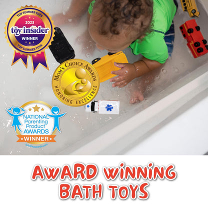 SplashEZ Mold Free Baby Bath Toys, No Hole Bath Toys for Toddlers, Bathtub 6-Pack Cars Set for Kids, No Mold Floating Water 6 Vehicles Set for Pool, BPA-Free Safe Fun, Infant Ages 1 3 6 12 18 Mo