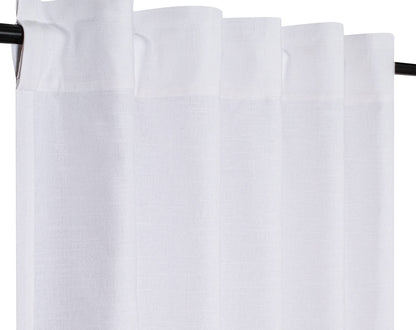 Lightnpro White Cotton Curtains 96 Inches Long - Set of 2 Farmhouse Tab Top Drapes 50x96 for Living Room, Bedroom, or Dining, Light Filtering Curtain Panels, Classic Window Treatment