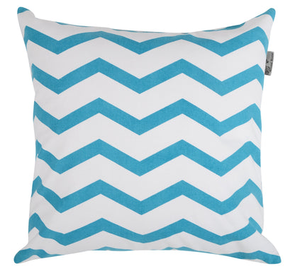 ACCENTHOME Cotton Canvas Throw Cushion Cover Printed Both Side for Home Sofa Couch, Chair Back Seat,4pc Pack 18"x18" in Color Aqua