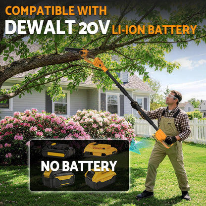 8 Inch Cordless Pole Saw Compatible with Dewalt 20V Battery, Brushless Mini Chainsaw with Extension Pole 14.2 FT Max, Pole Saws for Tree Trimming, 20 FT/S Cutting speed Auto Lubrication System