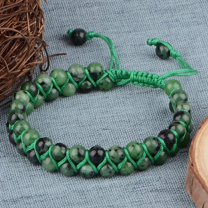 MASSIVE BEADS Double Layer Stone Chakra Healing Crystals Bracelet Yoga Beads Meditation Relax Anxiety Bangle for Unisex Women Men (Ruby Zoisite, 6mm)