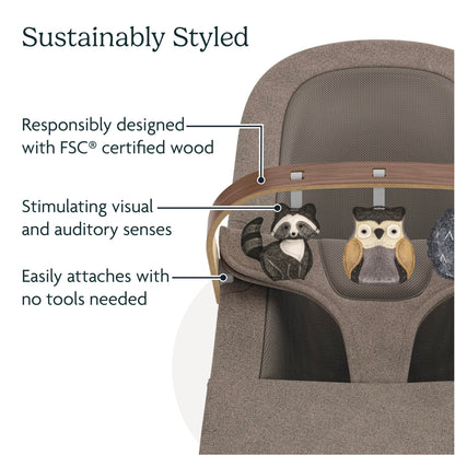 UPPAbaby Mira Forest Fun Toy Bar/Easily Attaches to Baby Bouncer/Sensory Entertainment