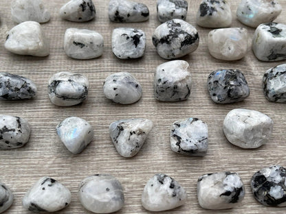 GAF TREASURES 5 Pcs Rainbow Moonstone Tumbled Stones, Polished Rainbow Moonstone Gemstone, Rainbow Moonstone Healing Crystals (Rainbow Moonstone)
