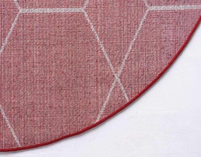 Unique Loom Trellis Frieze Collection Area Rug - Geometric (5' 1" Round Red/Ivory)