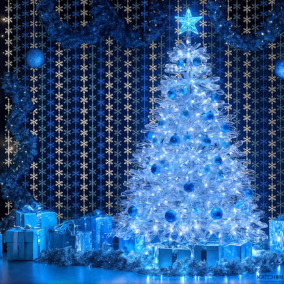 KatchOn, Blue Snowflake Fringe Curtain - Pack of 3 | Snowflake Tinsel Backdrop for Christmas Decorations Indoor | Christmas Foil Fringe Curtains | Snowflake Curtain for Snowflake Decorations