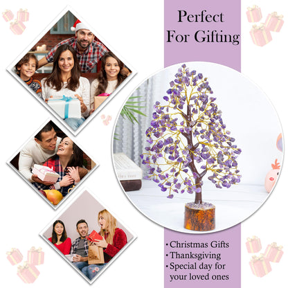 Crocon® Amethyst Tree of Life, Birthday Gifts for Women & Men, Purple House Decor for Shelf Healing Crystals, Spiritual Gift Purple Decor, House Warming Gifts New Home, Birthday Gift for Mom Sister
