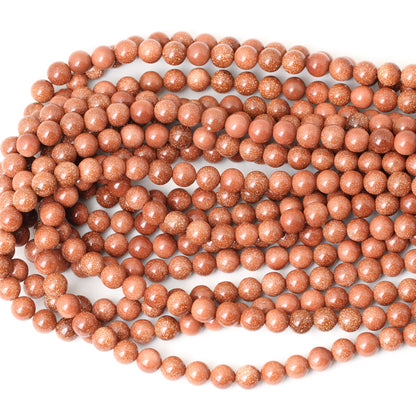 CHEAVIAN 45PCS 8mm Gold Sandstone Gemstone Round Loose Beads for Jewelry Making 1 Strand 15"