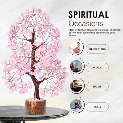 Crocon® Rose Quartz Crystals Tree, Birthday Gifts for Women & Men, Pink House Decor for Shelf, Healing Crystals Spiritual Gift, House Warming Gift New Home, Birthday Gifts - Mom, Sister & Girlfriend