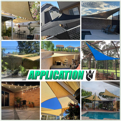 Royal Shade 10' x 10' x 14' Beige Triangle Sun Shade Sail Canopy Outdoor Patio Fabric Screen Awning RSTAPRT10 - UPF50+ 95% UV Blockage, Heavy Duty, Water & Air Permeable (We Make Custom Size)