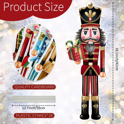 TREWAVE 9 Pcs Christmas Yard Signs with Stakes - Nutcracker Yard Stakes Winter Outdoor Decorations for Lawn Pathway Outside Decor