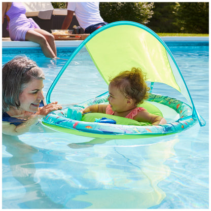 SwimWays Baby Spring Float Splash N Play, Baby Pool Float with Canopy, Swimming Pool Accessories for Kids 9-24 Months