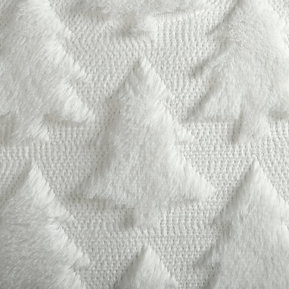 4TH Emotion Christmas Tree Decorative Pillow Covers 18x18 Set of 2, White Soft Plush Faux Fur Farmhouse Throw Cushion Cases for Xmas Winter Holiday Home Decor