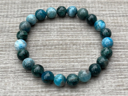 GAF TREASURES Apatite Crystal Bead Bracelet 8mm, Genuine Apatite Stretch Gemstone Bracelet, Healing Crystal Bracelet, Gift for Men & Women (1)