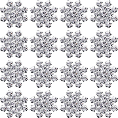 50 Pcs Snowflake Rhinestones Buttons Snowflake Embellishments Crystal Button Flat Back Rhinestone Applique DIY Crafts for Button Brooches Wedding Decor Hair Accessories Jewelry Making(Silver)