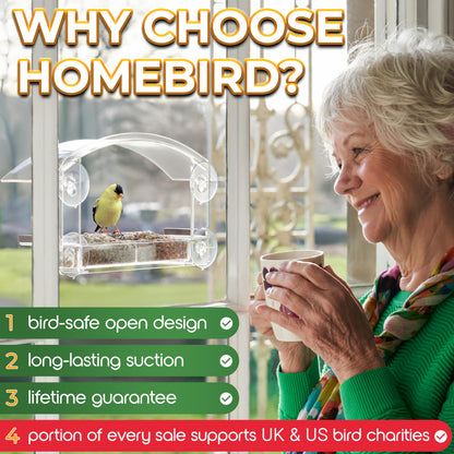 Window Bird Feeder with Strong Suction Cups - (Upgraded 2026 Model) Clear Acrylic Feeder Window for Cats Bird House Gift