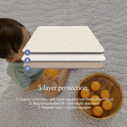 Toddlekind Portable Baby Mat, Organic Cotton 47" x 47, Portable, playpen mat, Travel, Indoor/Outdoor mat, for Babies/Toddlers, 0m+ (Earthen)