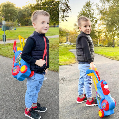 Liberry Toddler Golf Set with Putting Mat for 2 3 4 Years Old Boys Girls, Upgraded Kids Golf Cart with Unique Shoulder Strap Design, Indoor and Outdoor Golf Toys Gifts