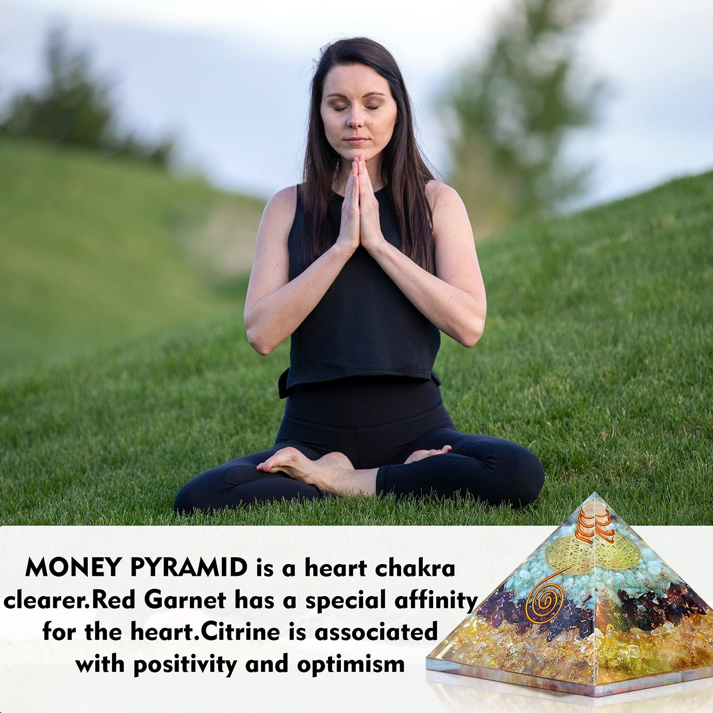 Triple Money Orgone Pyramid Attract Wealth and Prosperity- Crystals Pyramid for Positive Energy and Meditation Yoga Positive Energy Promotes Wealth, Prosperity and attracts Success