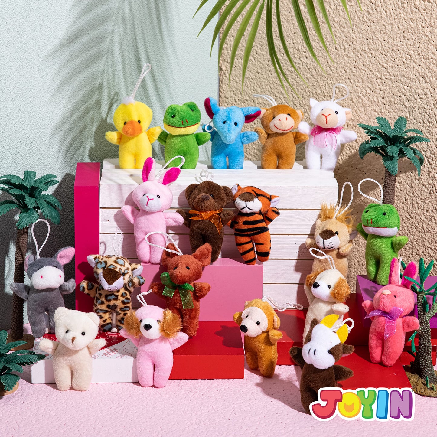JOYIN 24 Pcs Mini Animal Plush Toys (24 Units 3" Each), Stuffed Animal Bulk for Kids Birthday Party Favors, Presents, Pinata Fillers, Goodie Bag Fillers, School Prizes, Carnival Treasure Box Toys