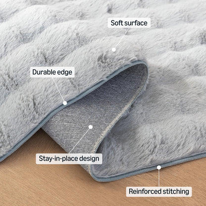 Amazon Basics Indoor Area Rug, 3D Bubble Washable Home Decor Carpet for Living Room, Bedroom, 4' W × 6' L, Grey
