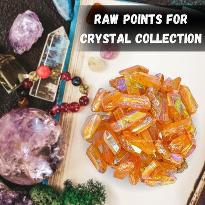 Amazing Gemstone Tangerine Aura Quartz Raw Crystals Point and Healing Stones, Natural Rocks for Meditation and DIY Raw Stones and Crystals (1 lb)