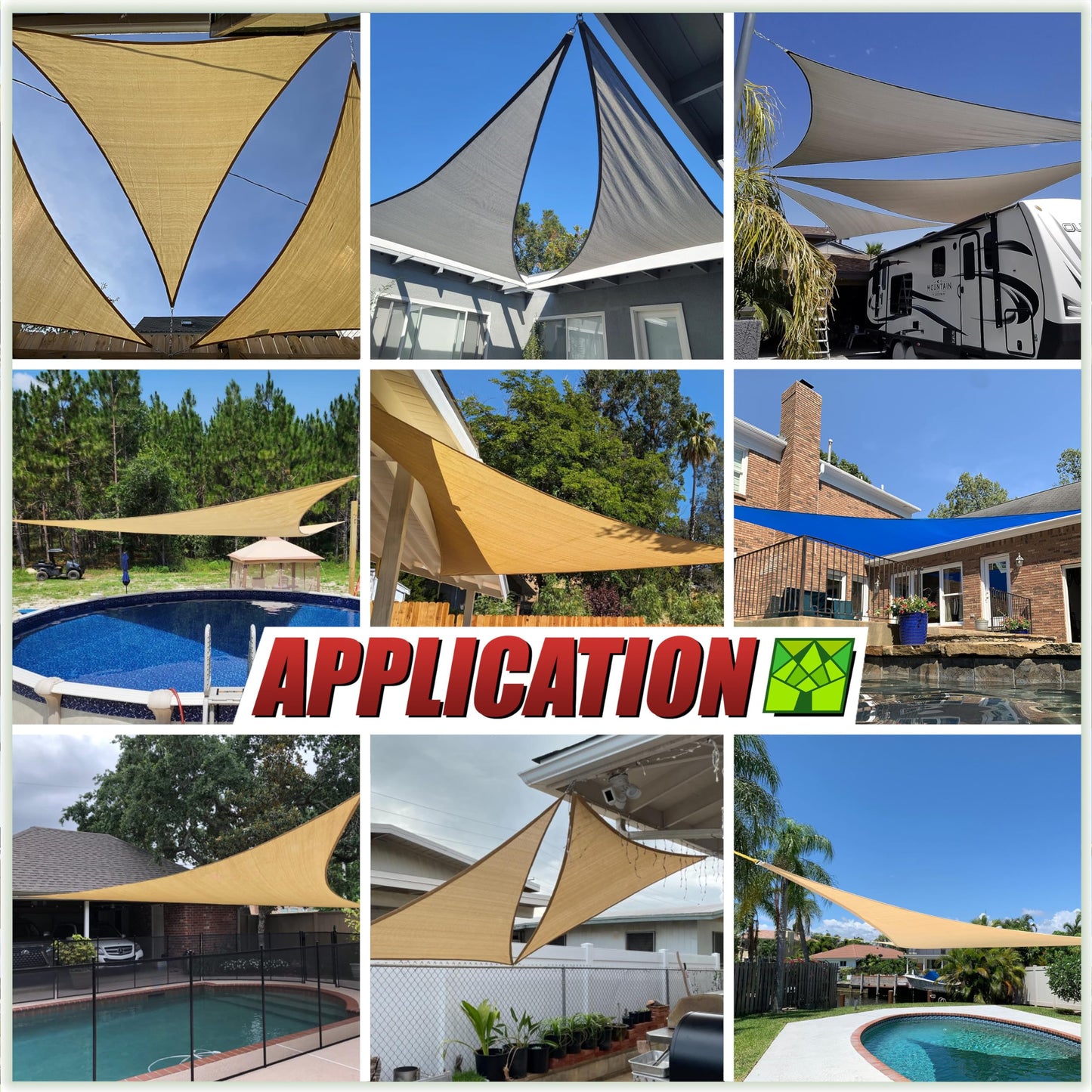 ColourTree 16' x 16' x 22.6' Beige Sun Shade Sail Right Triangle CTSLRT16 - Canopy Mesh Fabric UV Block UPF50 - Commercial Heavy Duty - 190 GSM - 3 Years Warranty (We Make Custom Size)