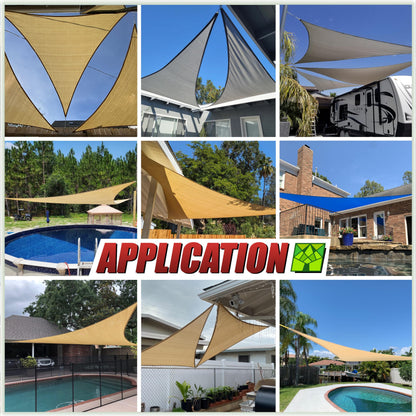 ColourTree 16' x 16' Grey Square CTAPS16 Sun Shade Sail Canopy Mesh Fabric UV Block - Commercial Heavy Duty - 190 GSM - 3 Years Warranty