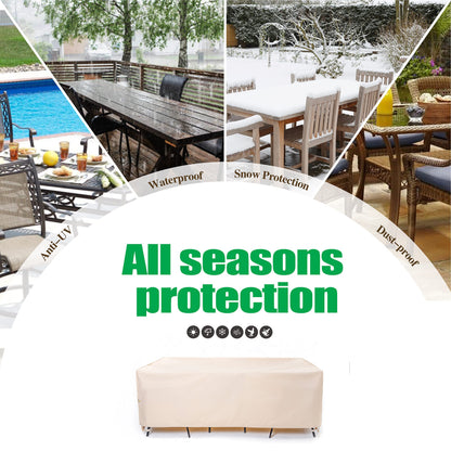F&J Outdoors Patio Furniture Covers, Waterproof Anti-UV for Table and Chairs Set, Beige, 108"x82"